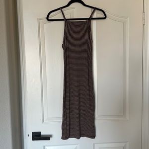 Black cream dark red stripe dress